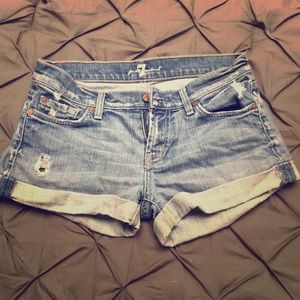 7 For All Mankind Distressed Roll Up Short